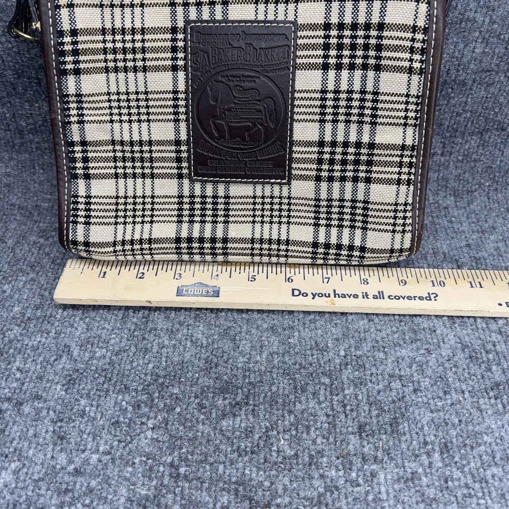 5/A Baker Blanket Cosmetic Toiletry Bag Brown Leather Wool Plaid - Picture 11 of 14